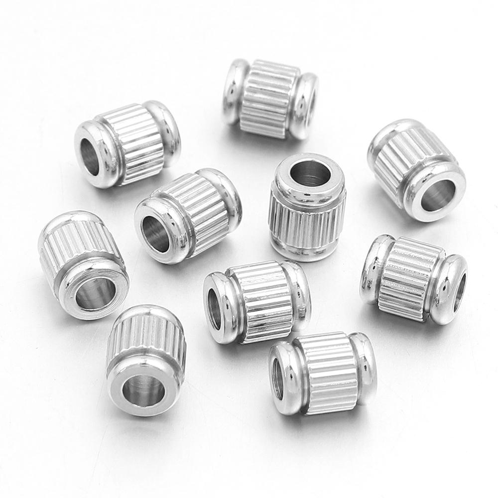 5-10pcs/lot Gold Color Stainless Steel Beads Texture Cylinder Beads Loose Spacer Beads For Jewelry Making DIY Necklace Bracelet