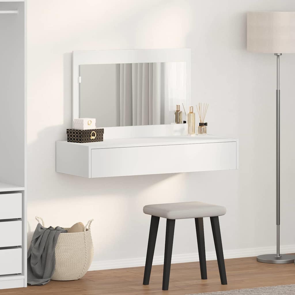 Toeletta Bianca con Cassetti 100 x 40 x 70 cm Legno Ingegnerizzato