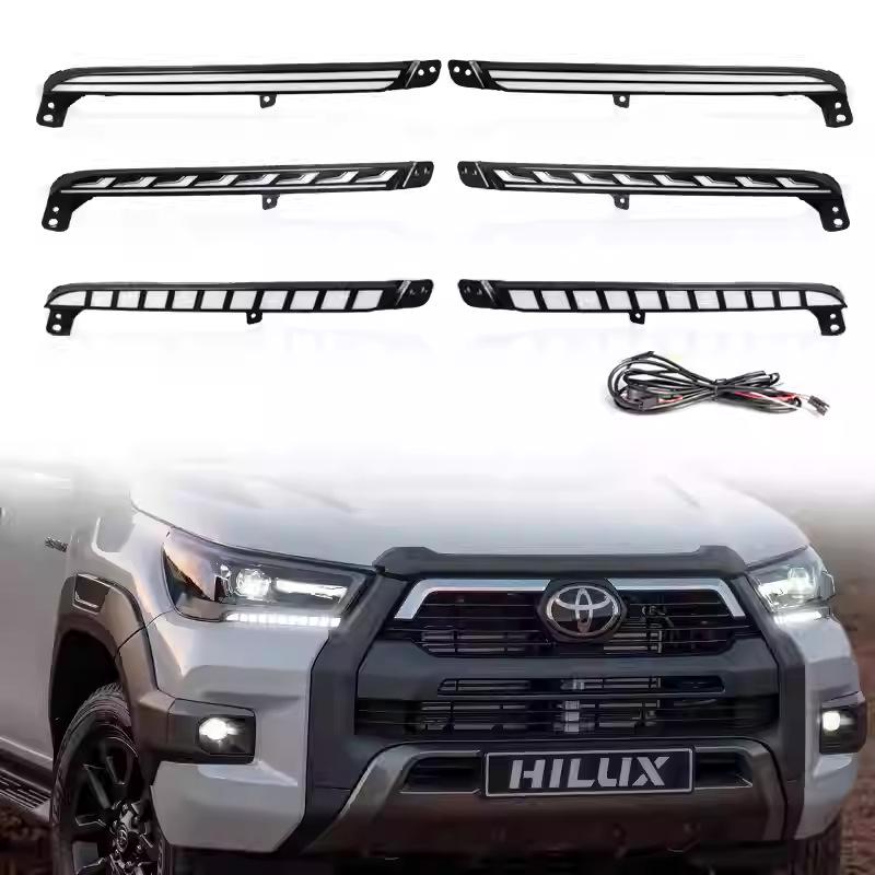 

Daytime Running Lights for 2020-2024 Toyota Hilux Revo - Dedicated Modification Double Stripe LED Dual Color Flowing Light