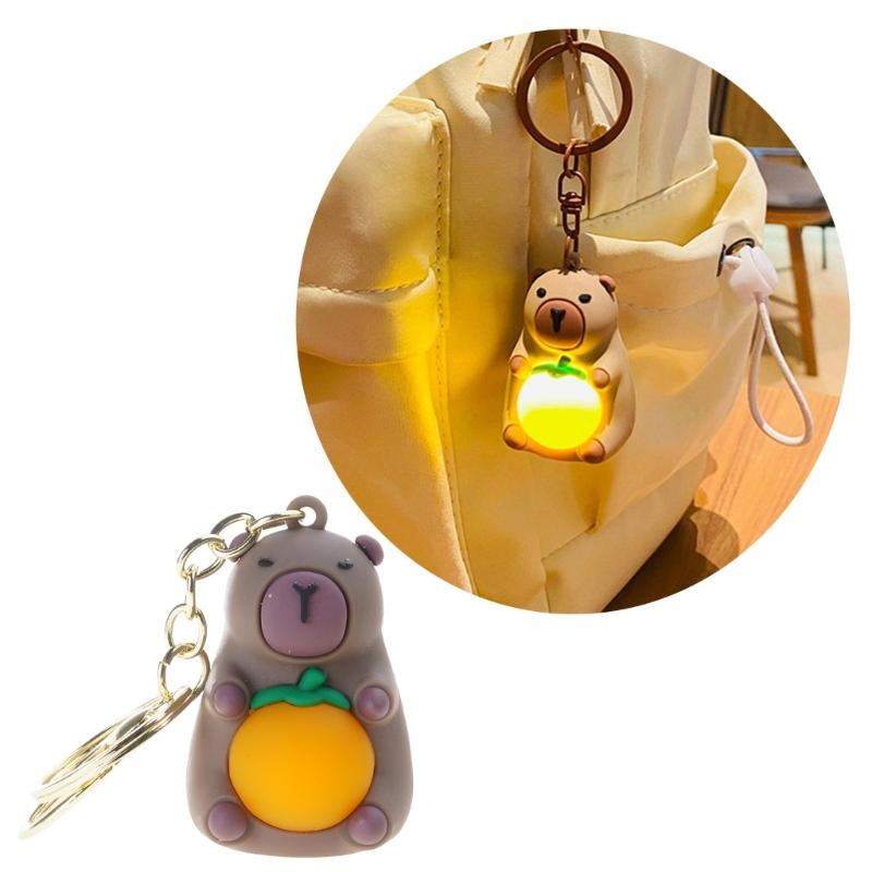 Practical Capybara Keychain Charm Portable Orange Light Capybara Keychain Delicate Key Rings Adornment for Key Bag