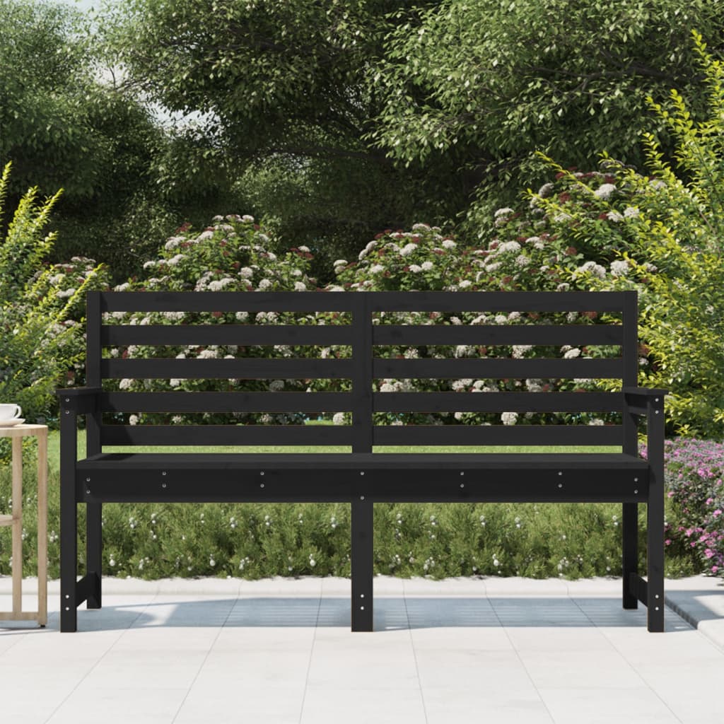 Garden Bench Black 159.5 x 48 x 91.5 cm Solid Pine Wood