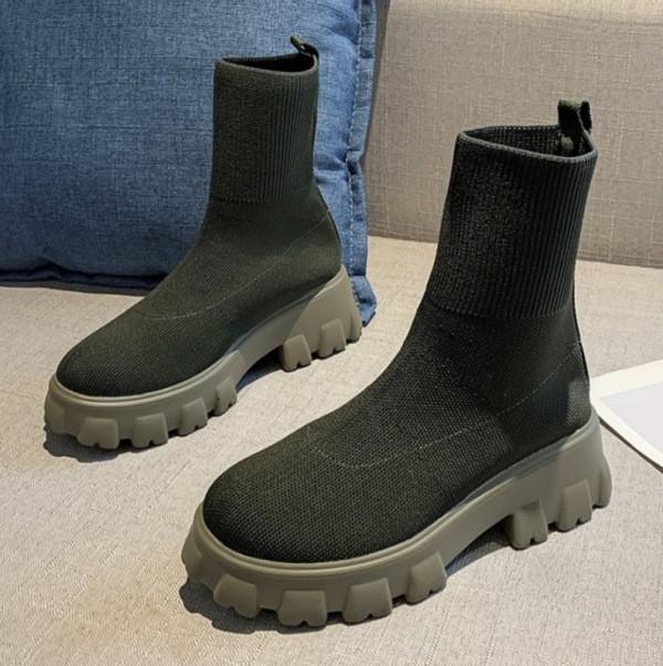 Women's fly-woven sports short boots women's autumn and winter new women's boots large size one-pedal socks boots