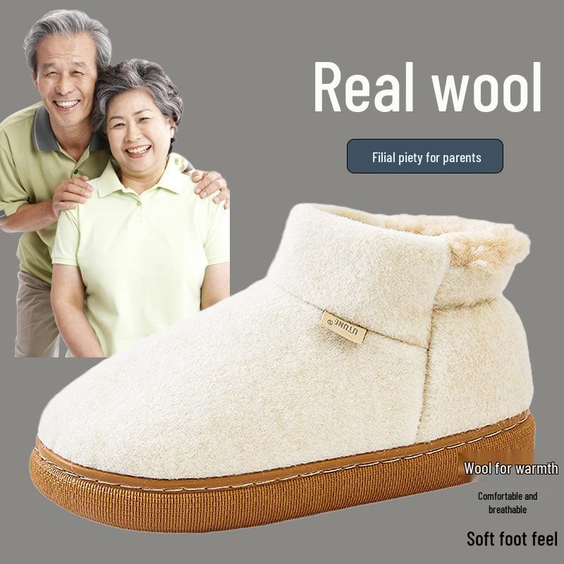 Men's High Heel Wool and Cotton Slippers: Warm, Non-Slip, Velvet Lined for Autumn & Winter