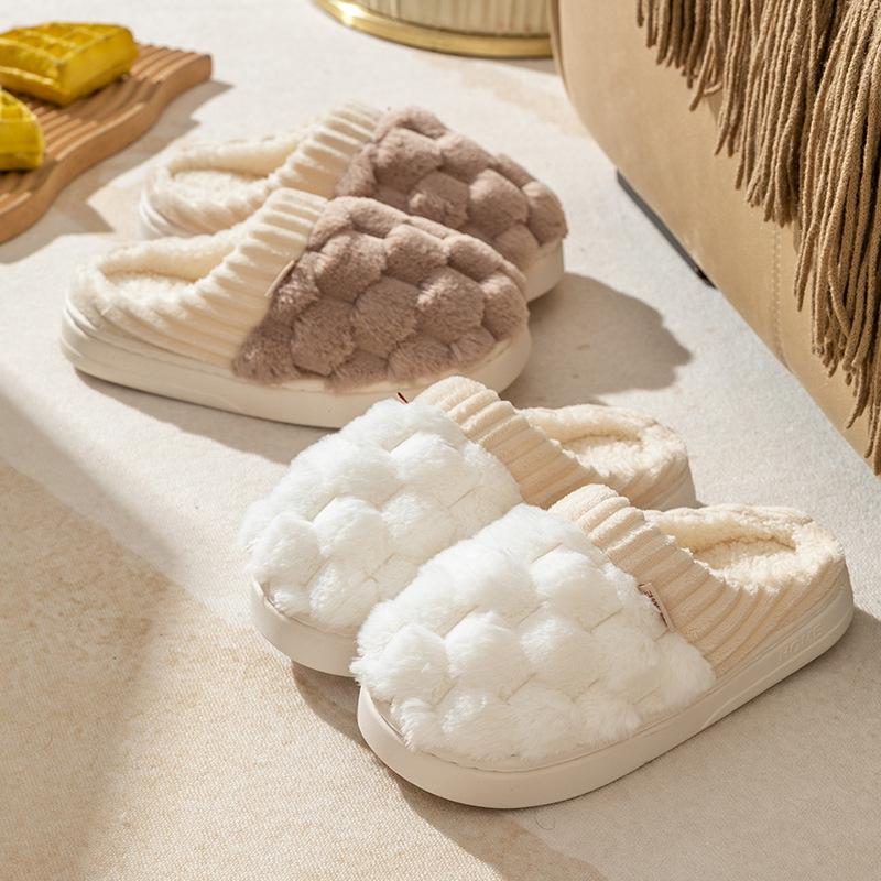 Cixi Cotton Slippers Season Couple Home Indoor Confinement Shoes Non-slip Warm Plush Cotton Slippers
