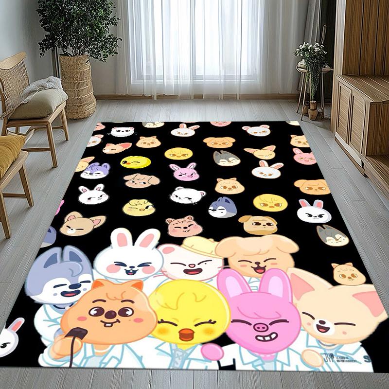 HD Stray Kids Kpop Star Living Room Non-Slip Area Rug Soft Carpet for Bedroom Kids Playroom Sofa,Home Decor Doormat Gift