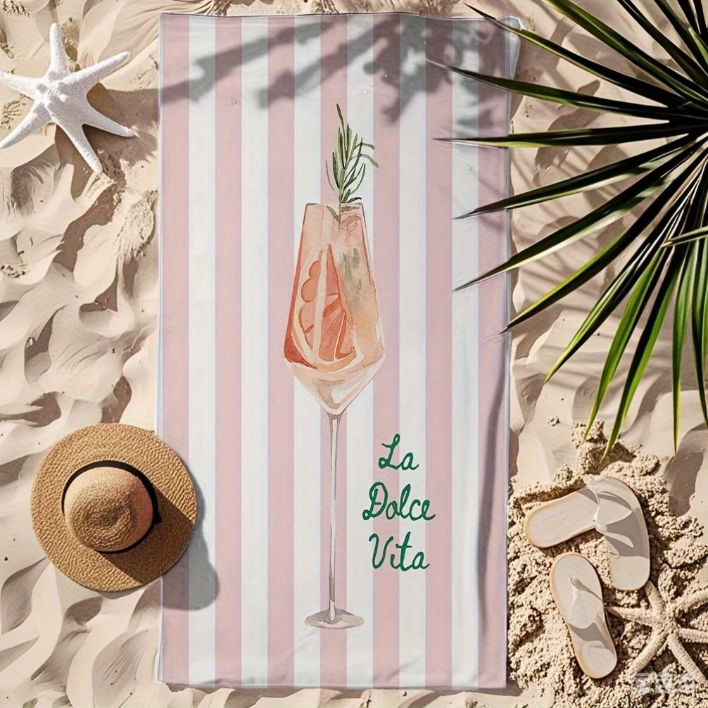 1pc Oversized Italian Pink Aperol Spritz Beach Towel - Super Soft & Highly Absorbent, Quick-Dry Durable for Summer Seaside