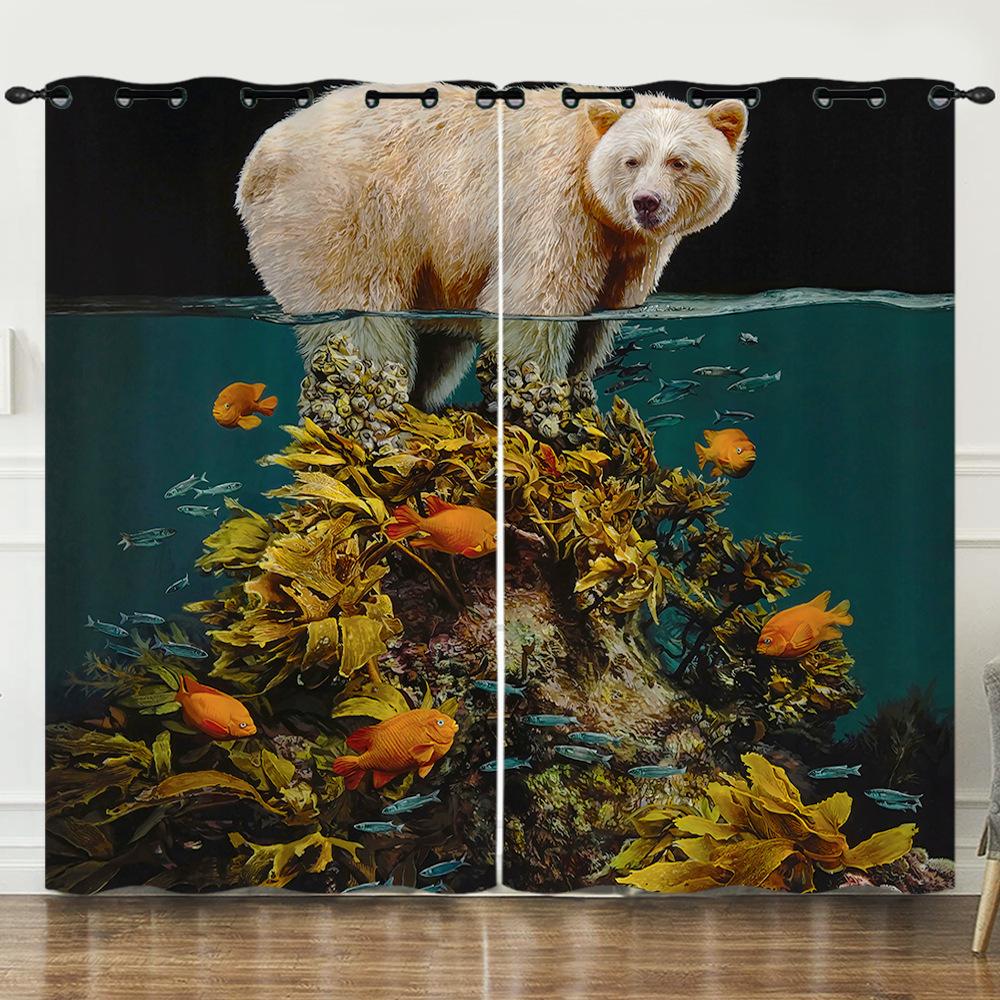 Curtain Cartoon Animal 3D Digital Printing Blackout Curtain Punching