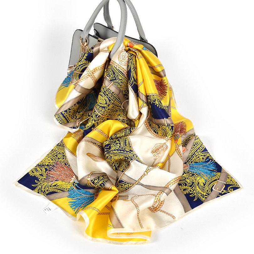 [BYSIFA] Cartoon Cat White Scarves Fashion Brand 100% Silk Scarf Shawl Printed Fall Winter Top Grade Women Scarves Wraps 88*88cm