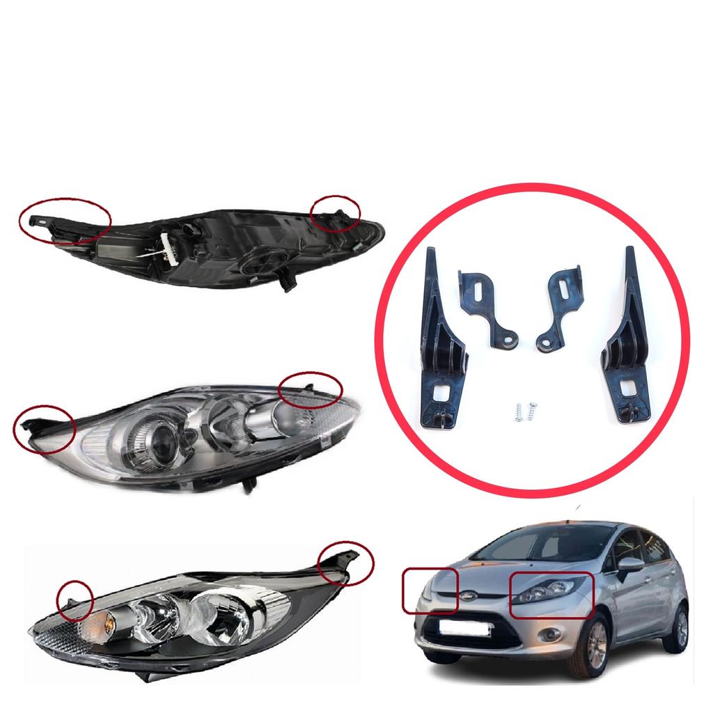 EHL43+EHL44 Scheinwerferhalter Halterung Reparaturhalter Lasche Set Linke Rechte Seite für Ford Fiesta MK6 CB1 CCN B299 B409 2008-2013 8A6113W030 8A6113W030