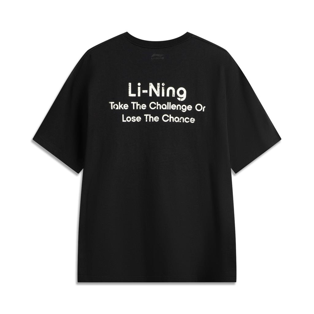 Li Ning Sports Lifestyle Series High Street American Vintage Casual Simple Letter Solid Color Round Neck Pullover Short Sleeve T-Shirt AHSV283-3