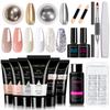 Nail Extension Gel Kit with Glitter Top Coat Crystal Nail Builder Gel No Forms Solid Polygel Nail Art Tools