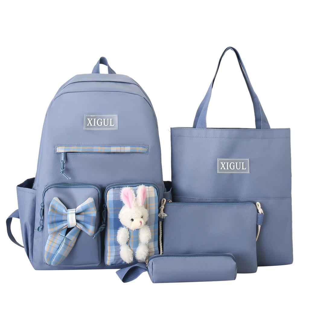 Schoolbag New Japanese Simple Girls Bag Casual Student Backpack Harajuku Four-piece Backpack Multifunctional Handbag