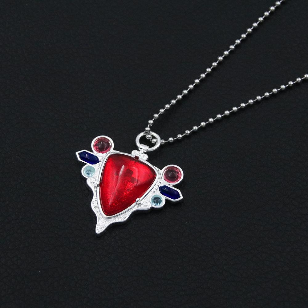 Red Stone of Aja Necklace Anime JoJos Bizarre Adventure Pendant Necklace for Manga Fans Cosplay Jewelry Prop Accessories