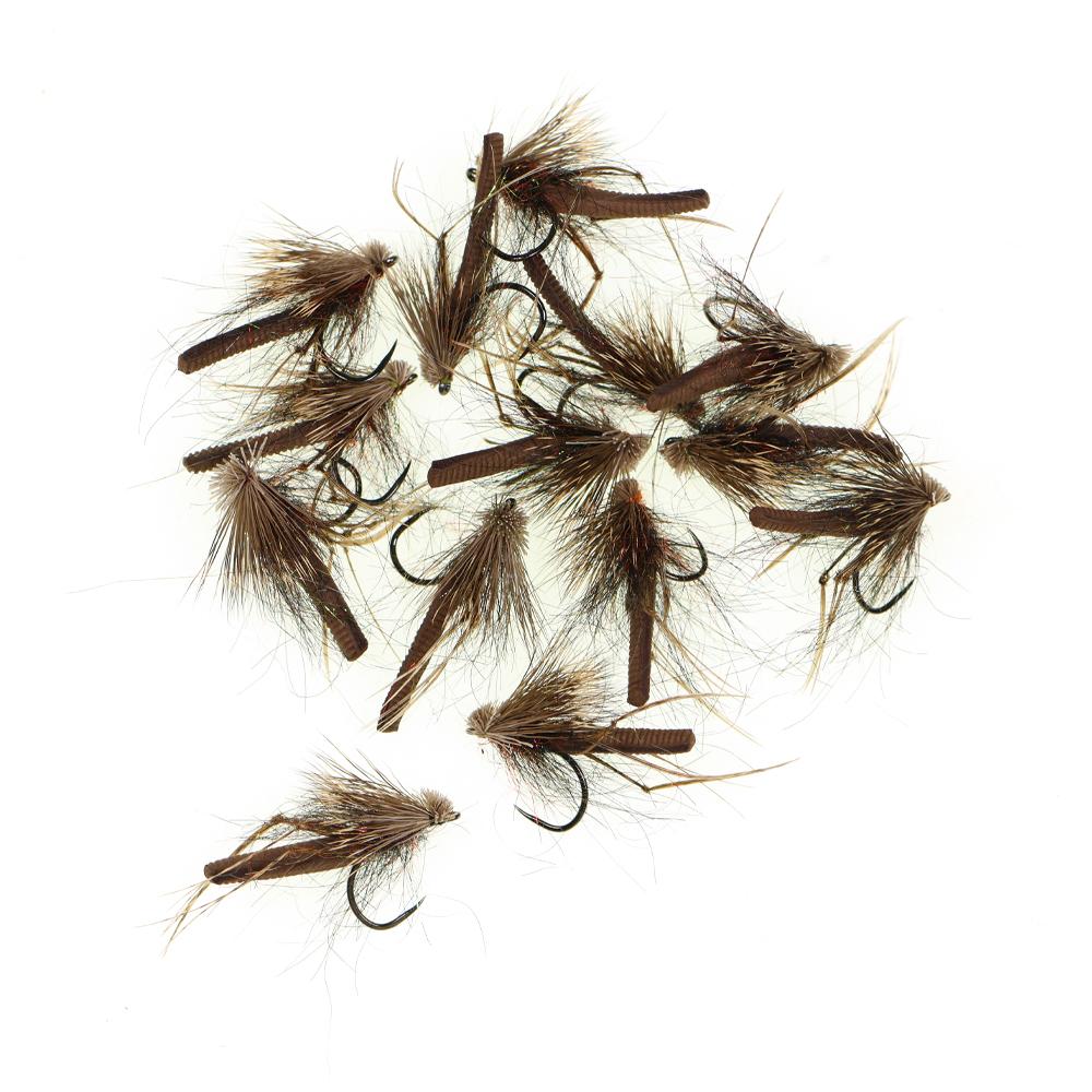3/6PCS Caddisfly Foam Body Pupa Brown Elk Hair Barbless Hook Floating Dry Fly Mayfly Trout Bass Graying Panfish Fishing Lures