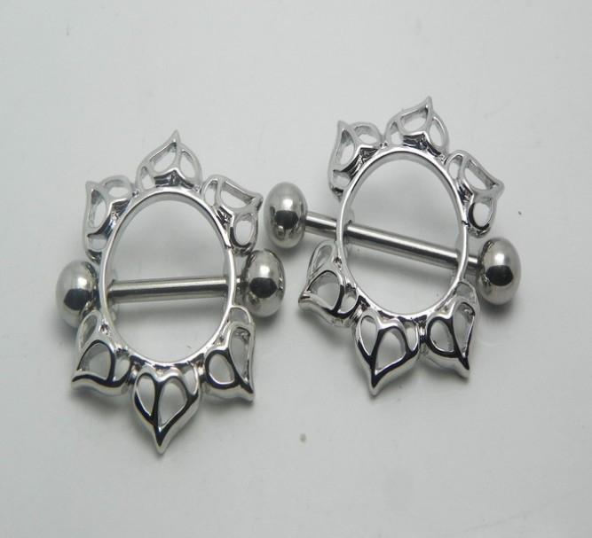 1 Stück Chirurgenstahl Blumen Kreis Piercing Brustwarzenschild Ring 14G Bar
