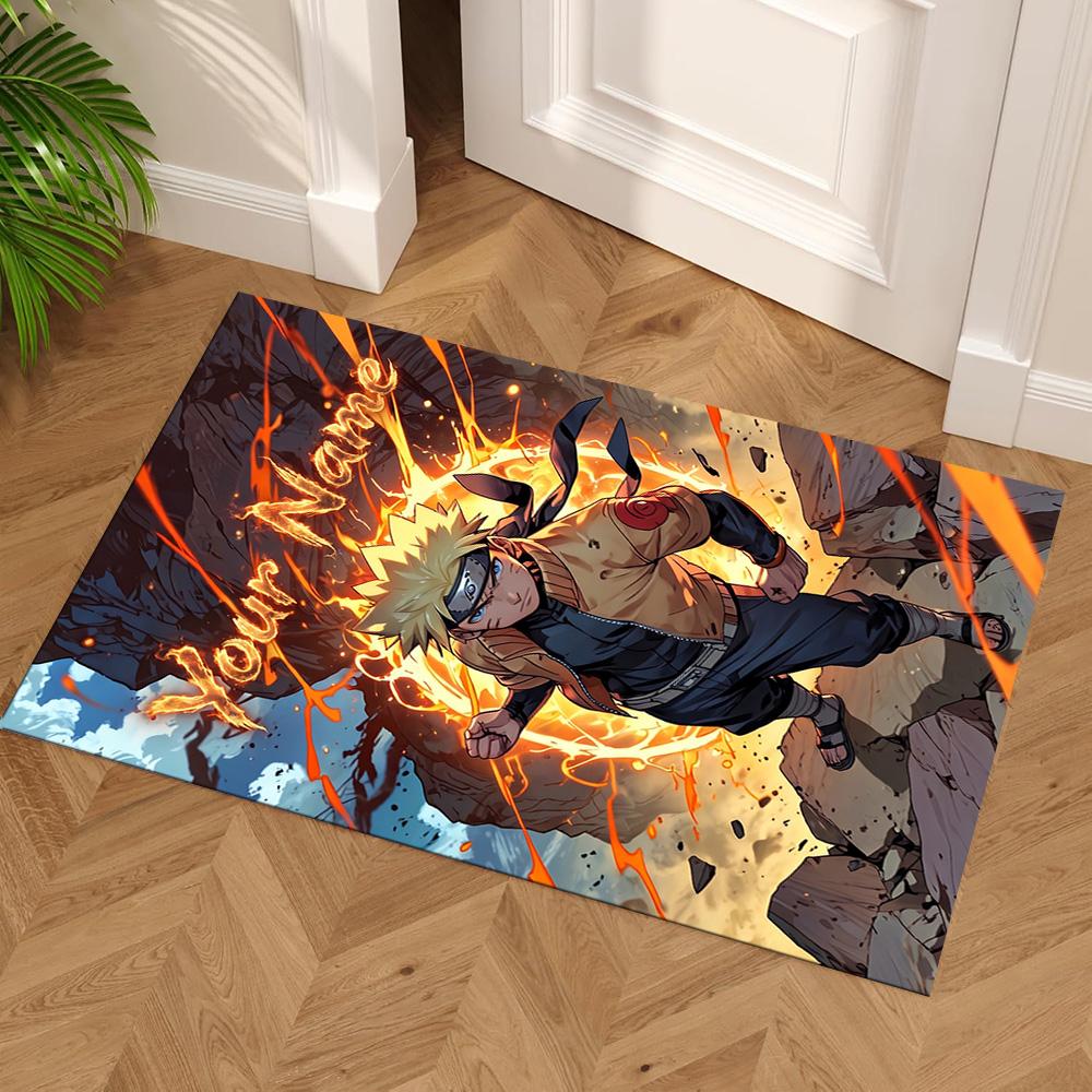Naruto Character Customizable Name Floor Mat Design for Playrooms Study Room Outdoor Decorate Room Anti-slip Rug Office Home Decor