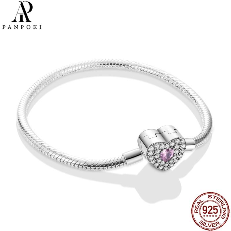 20 Style Original 17CM-20CM 925 Silver Snake Basic Bracelet Heart Moon Star Women DIY CZ Jewelry Fit Beads Charm