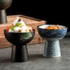 Hohe Keramikschale auf Fuß, Dessert-Eisbecher, Obstsalat-Suppen-Servierschale für Haushaltsgeschirr