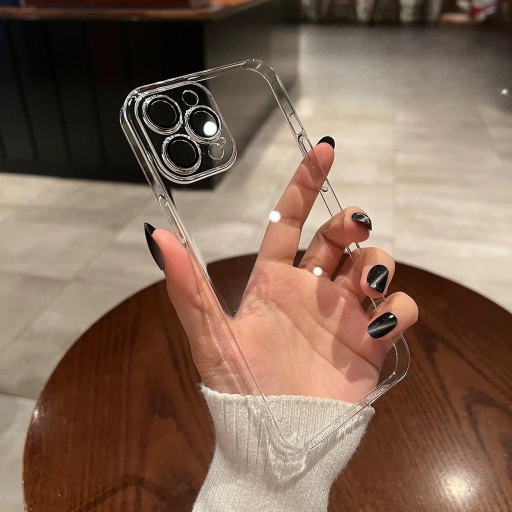 Comes with Lens Film for Apple 14promax Mobile Phone Case Transparent Hard Case IPhone 16 Protective Case