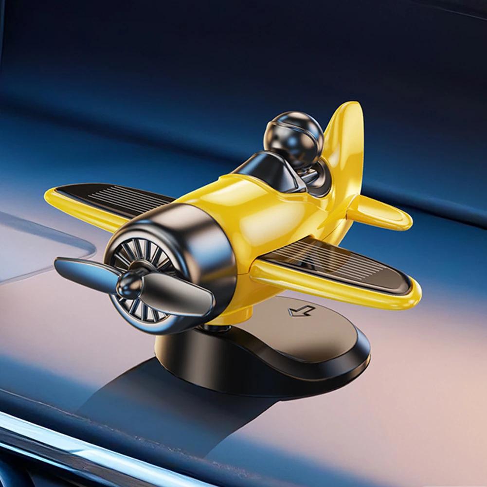 Creative Solar Powered Car Airplane Ornament Rotating Dashboard Windmill Spinner Center Console Vehicle Accessory