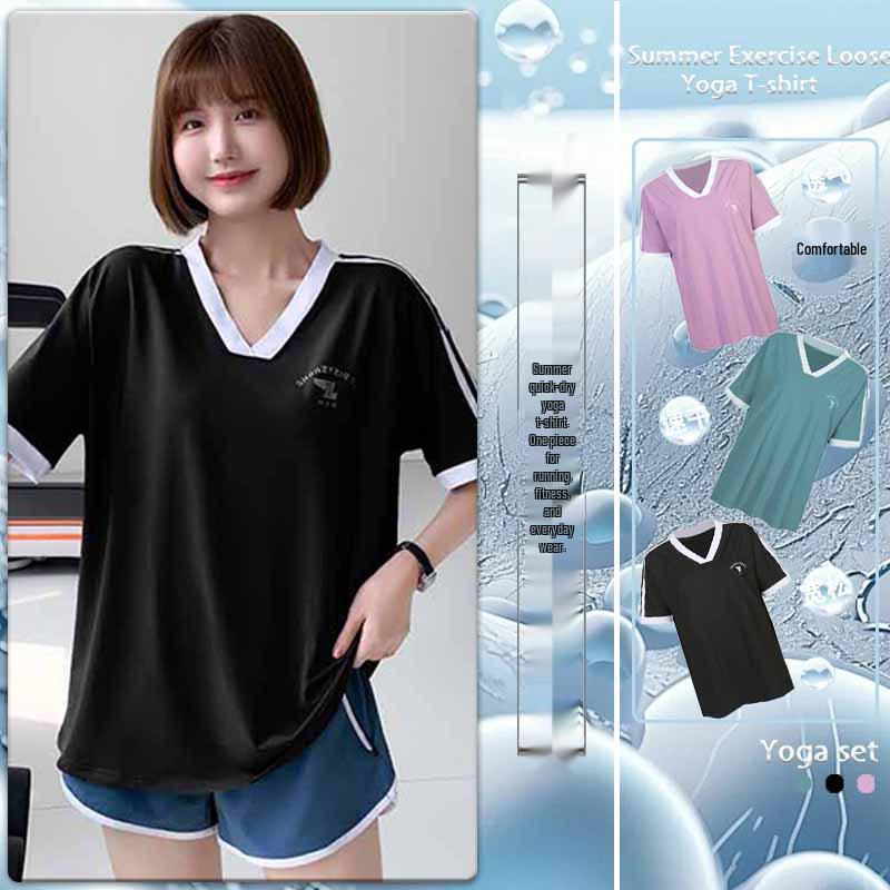

Plus Size Quick-Dry V-Neck T-Shirt for Summer Yoga and Morning Runs 3XL