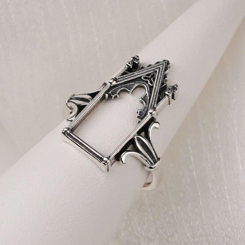 Beautiful Gothic Castle Shape Rings Electroplating Copper Retro Novel Rings