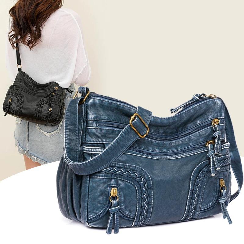 Retro Style Shoulder Bag Casual Crossbody Purse for Women Multi Pockets PU Leather Shoulder Bag Suitable for Daily Outings, Commuting, Shopping