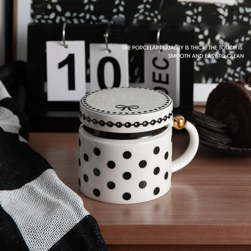 Schwarze und gepunktete Keramiktassen, Wasserbecher, Kaffeetassen, Frühstückstassen, Kreative Teetassen im leichten Luxusgeschenkstil