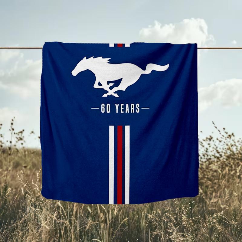 1PC Mustang Blanket Flannel Throw for Sofa, Indoor, Camping, Living Room, Office, Chair, And Bed Soft Birthday Christmas Gift