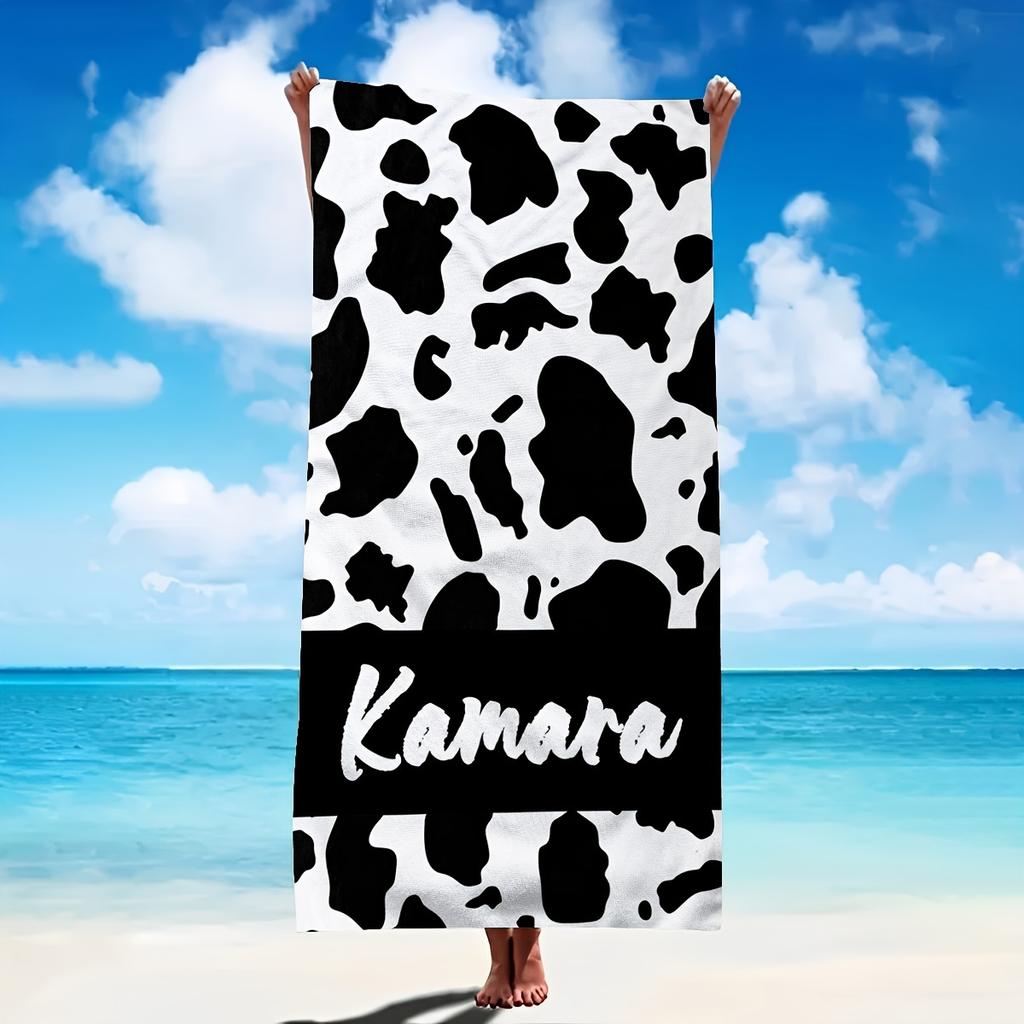 Custom Tiger Stripe Beach Towel Personalized Name Animal Print Microfiber Bath Towels Soft Quick Dry Pool Lounger All Season Use