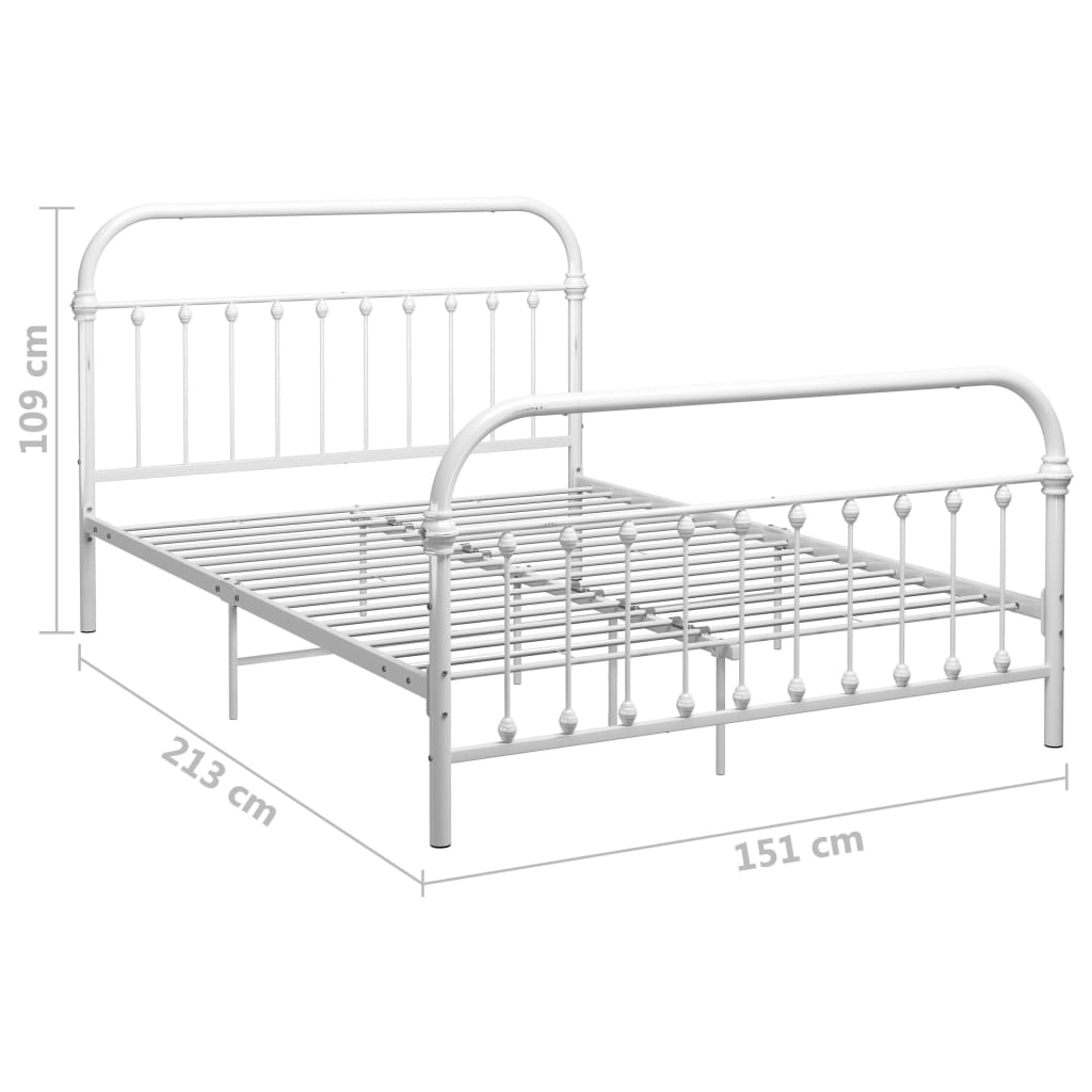Bed Frame White Metal 140*200 cm