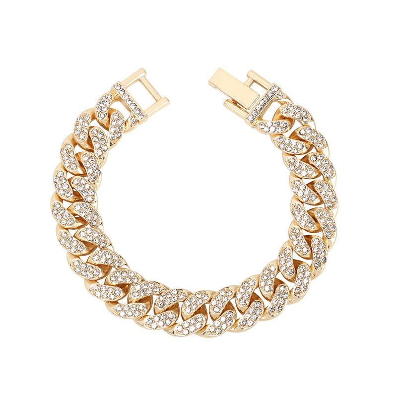 ins cold style hip hop light luxury rhinestone bracelet, new niche design fashion jewelry in Europe and America