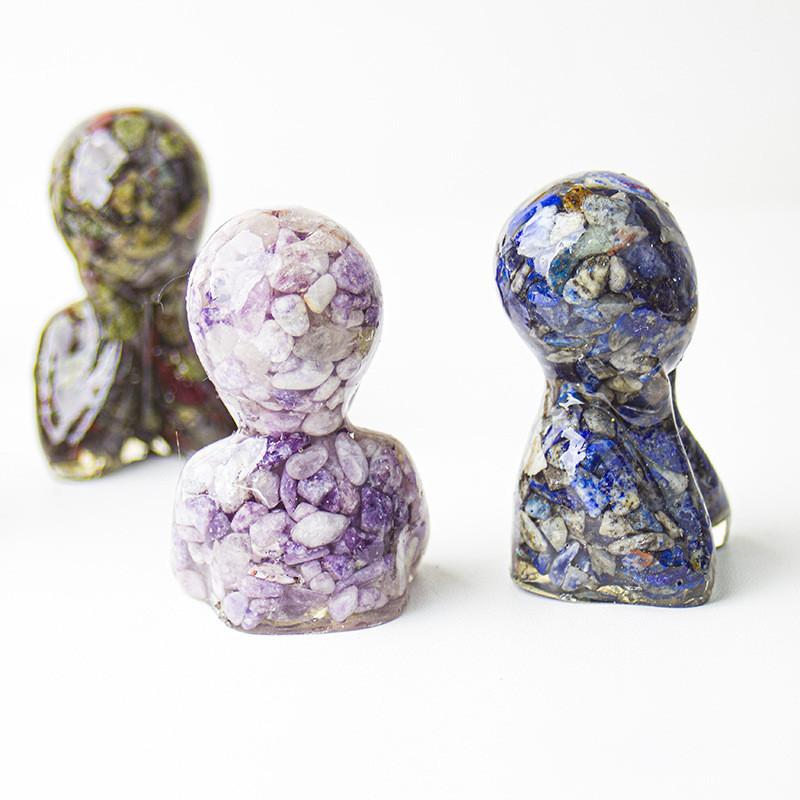 Resin Crystal Sculpture With Green Plant For Home Office Decor Gift Idea