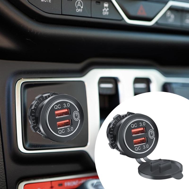 Upgrades Double  USB Car Charges Quick Charge Adapter Fast Charging ABS Dustproof USB Adapter for Vehicle Botas Motorcycles