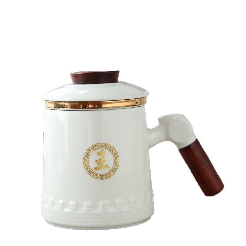 Suet Jade Ceramic Office Cup White Porcelain Tea Cup With Lid Business Meeting Cup Ceramic Cup Gift Box Can Be Ordered