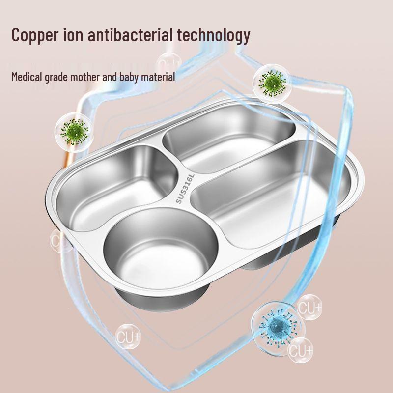 316 Stainless Steel Kids' Compartment Meal Tray for Kindergarten & Home Use