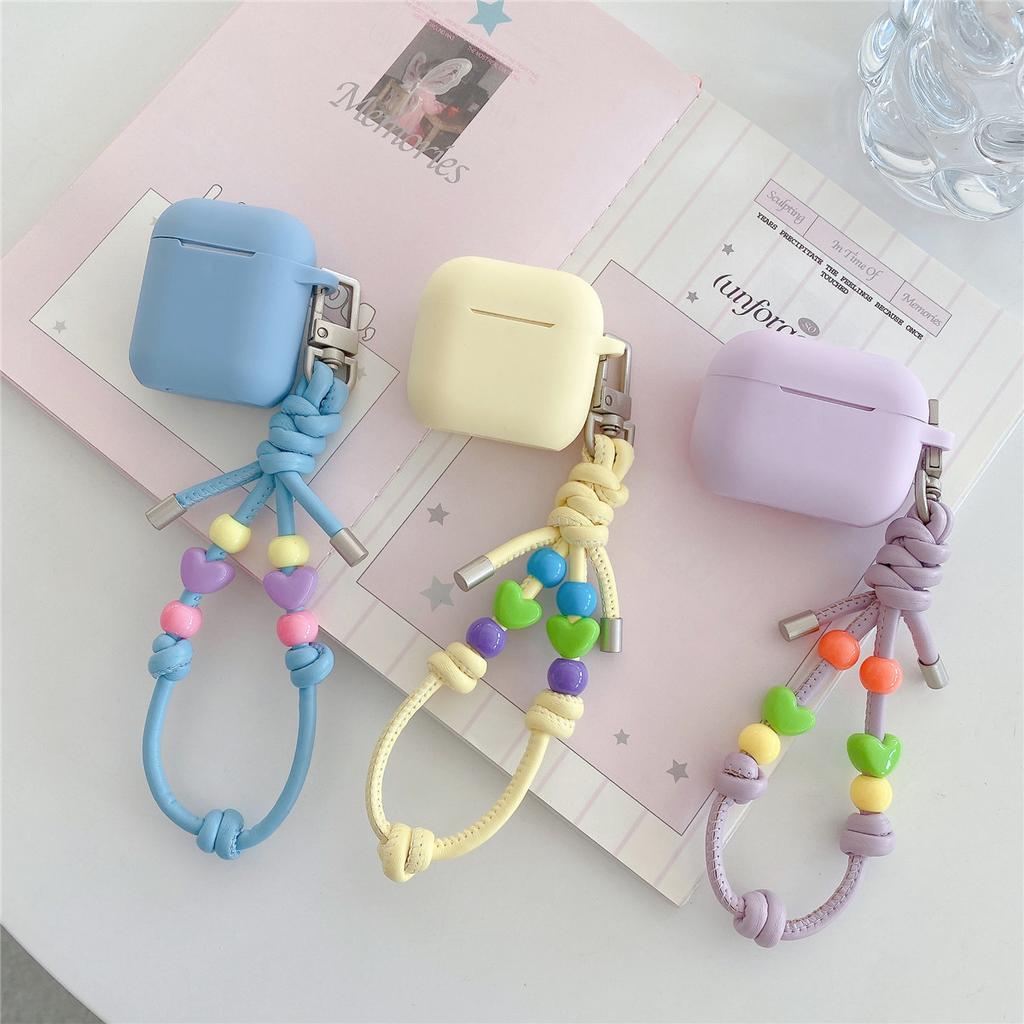 Beaded Leather Rope Is Suitable for Apple AirPods 1 Earphone Protective Case Pro1 Earphone Case 1st Generation Silicone Soft Case