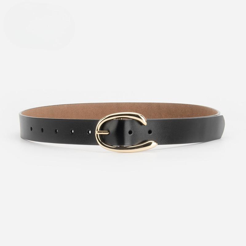 Genuine Leather Women's Thin Belt Simple Retro Casual Match with Jeans Belt Korean Version of Women