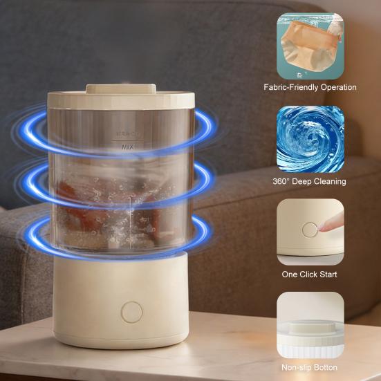 Taşınabilir Turbo Yıkama Kupası Mini Elektrikli Yıkayıcı Çorap İç Çamaşırı İçin Şarj Edilebilir Kolay Kullanım Kompakt Seyahat Yıkayıcı Yurt Ofis İçin
