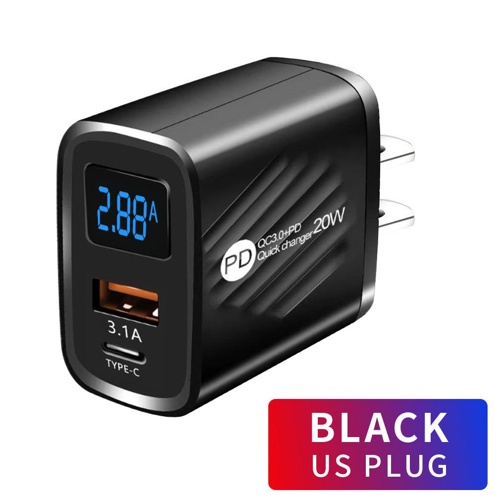 Chargeur USB PD 20W, Charge rapide, Type C, affichage numérique, adaptateur de Charge de téléphone, pour iPhone, Samsung, Xiaomi, Huawei, chargeur mural