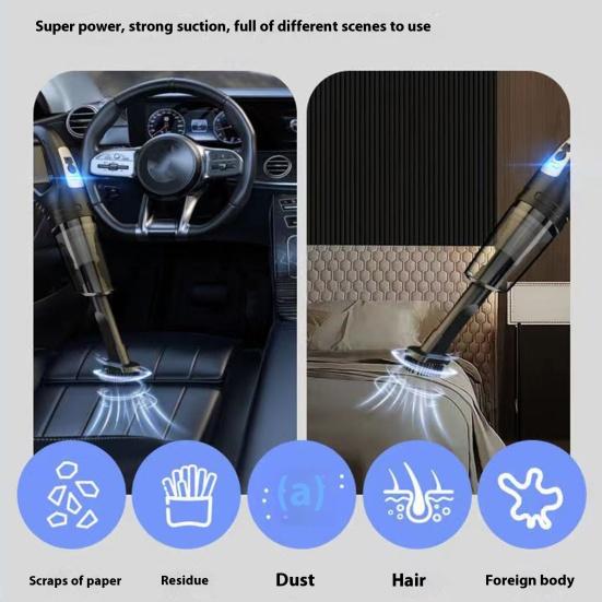 Car Vacuum Cleaner Wireless USB Charging Long Battery Life Washable Filter Powerful