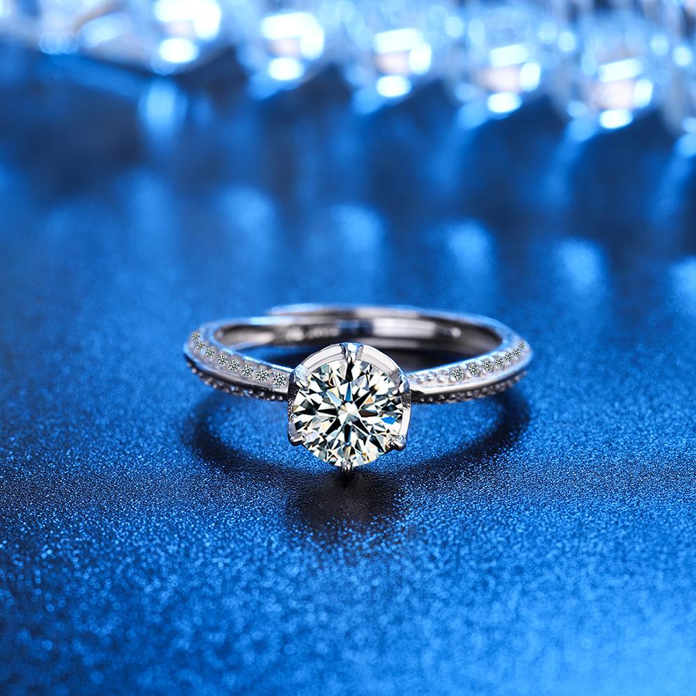 925 Sterling Silver Fashion Light Luxury Six-claw Zircon Bud Ring Birthday Party Anniversary Wedding Gift