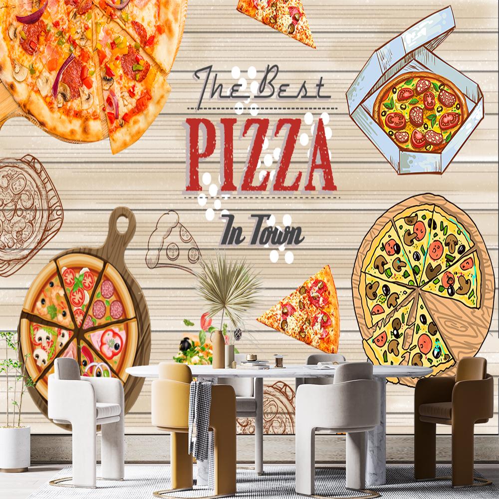 

3d Pizza Wall Murals Delicious Food Restaurant Snack Shop Pizza Wallpaper 200 cm(W) x 140 cm(H)