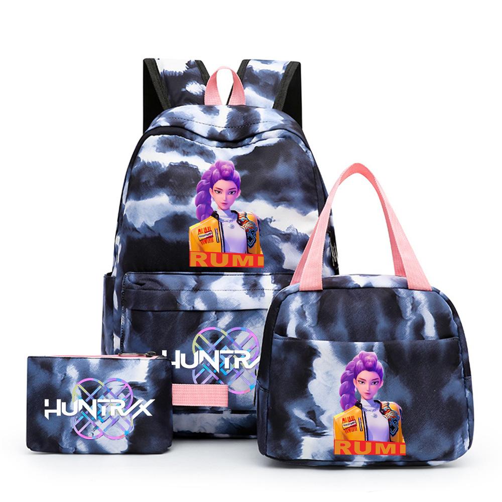 3Pcs/set Anime Demon Hunters Printed Backpack with Shoulder Bag Pengcil Case for Teenager Large Capacity Waterproof Bookbag Back To School Gift