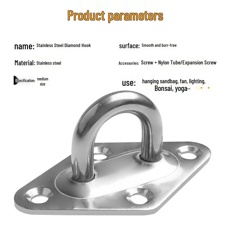 Stainless Steel Ceiling & Wall Hook for Fans, Sandbags, Lights, & Rings