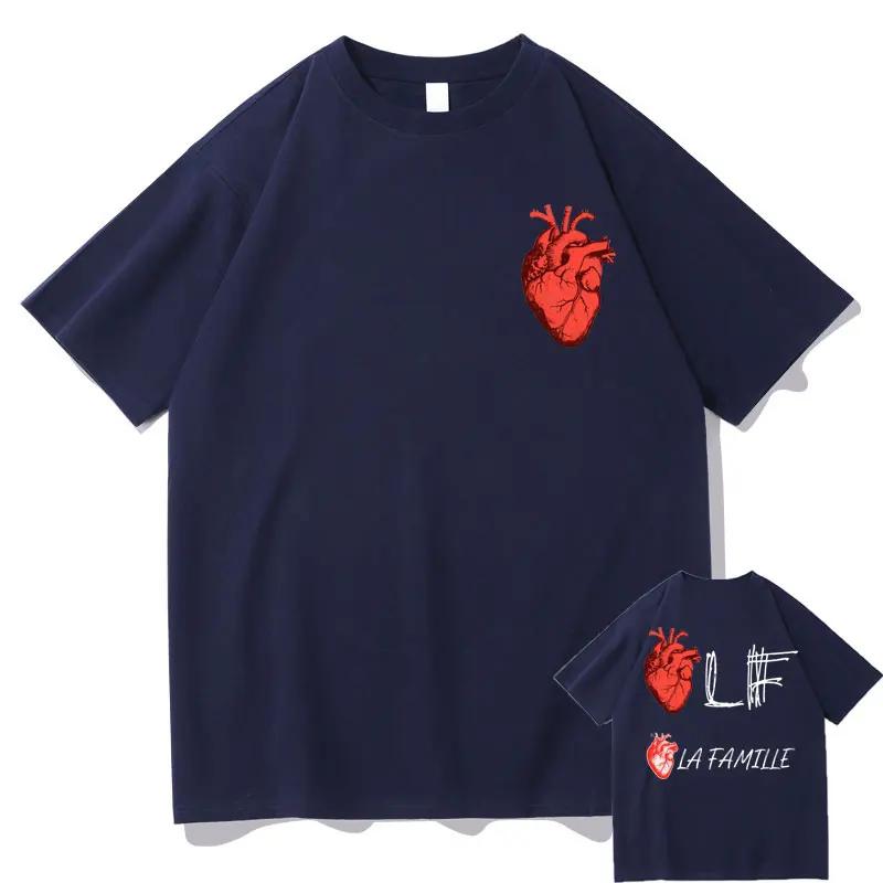 Lf La Tamille Heart Tshirt Le Monde Chico Album PNL The Family Tshirts Men Women HipHop Oversized T Shirts Man Loose Tops Tees