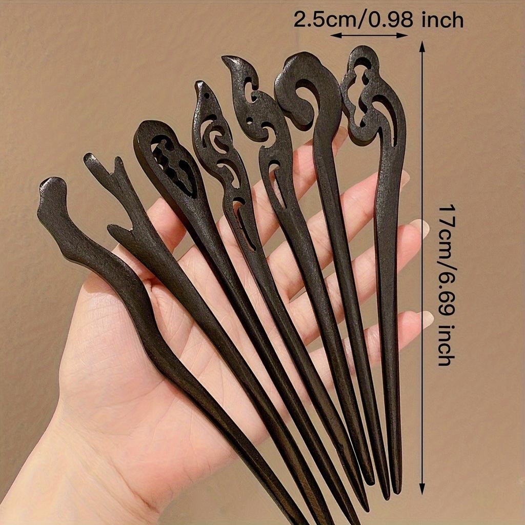 1pc Vintage Chinese Style Hair Accessory Wooden Sandalwood Hair Stick Disc Hair Tools Simple Women's Hair Accessory Hair Needle