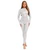 Dame Glinsende Metallisk Helkropps Unitard Langermet Høy Midje Leggings Stil Ryggglidelås Kattedrakt