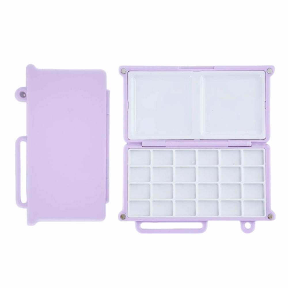 

24 Grid Watercolor Paint Box Mini Plastic Pigment Box Compact Travel Painting Tray Student рожевий