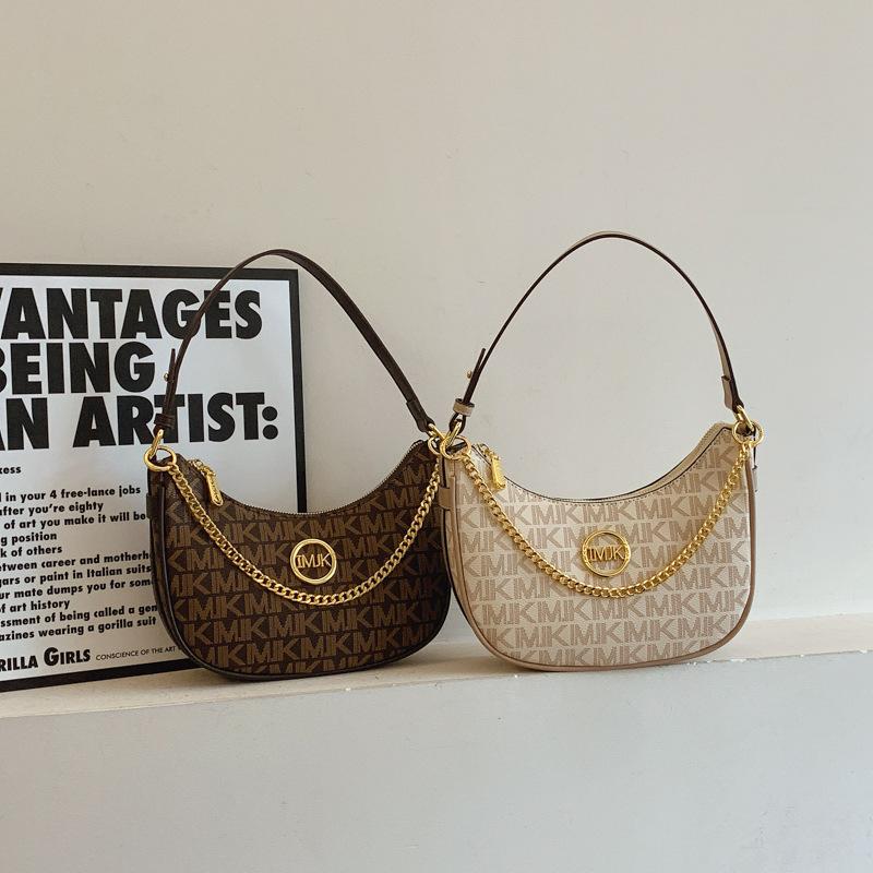 Retro printed bag women's new chain shoulder armpit bag high-end versatile messenger crescent bag